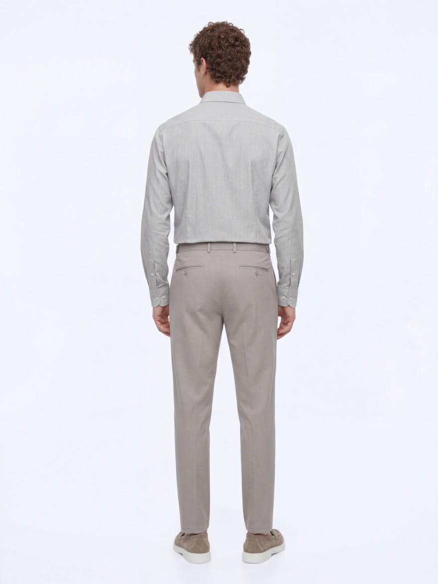 Vizon Düz Dokuma Regular Fit Casual Pamuk Karışımlı Pantolon - 9