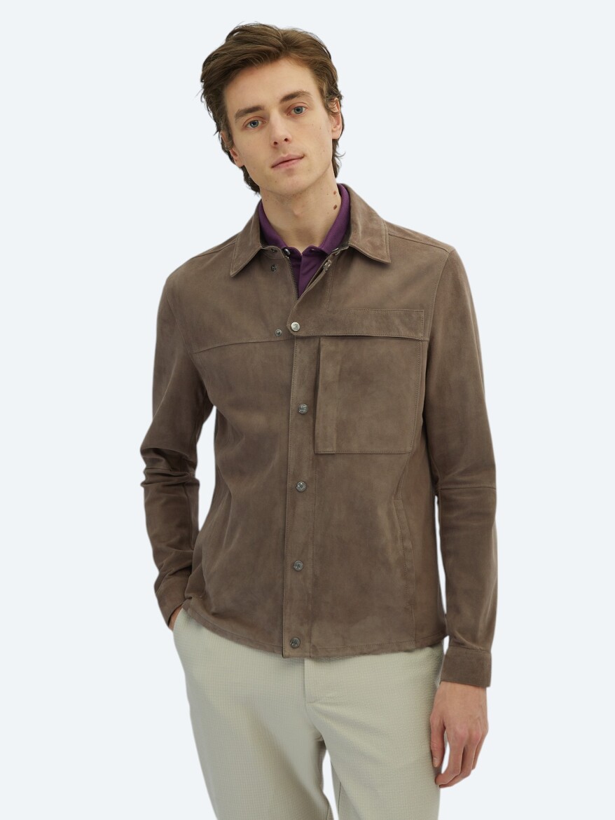 Vizon Regular Fit Gömlek Yaka Smart Casual Deri Mont - KİP