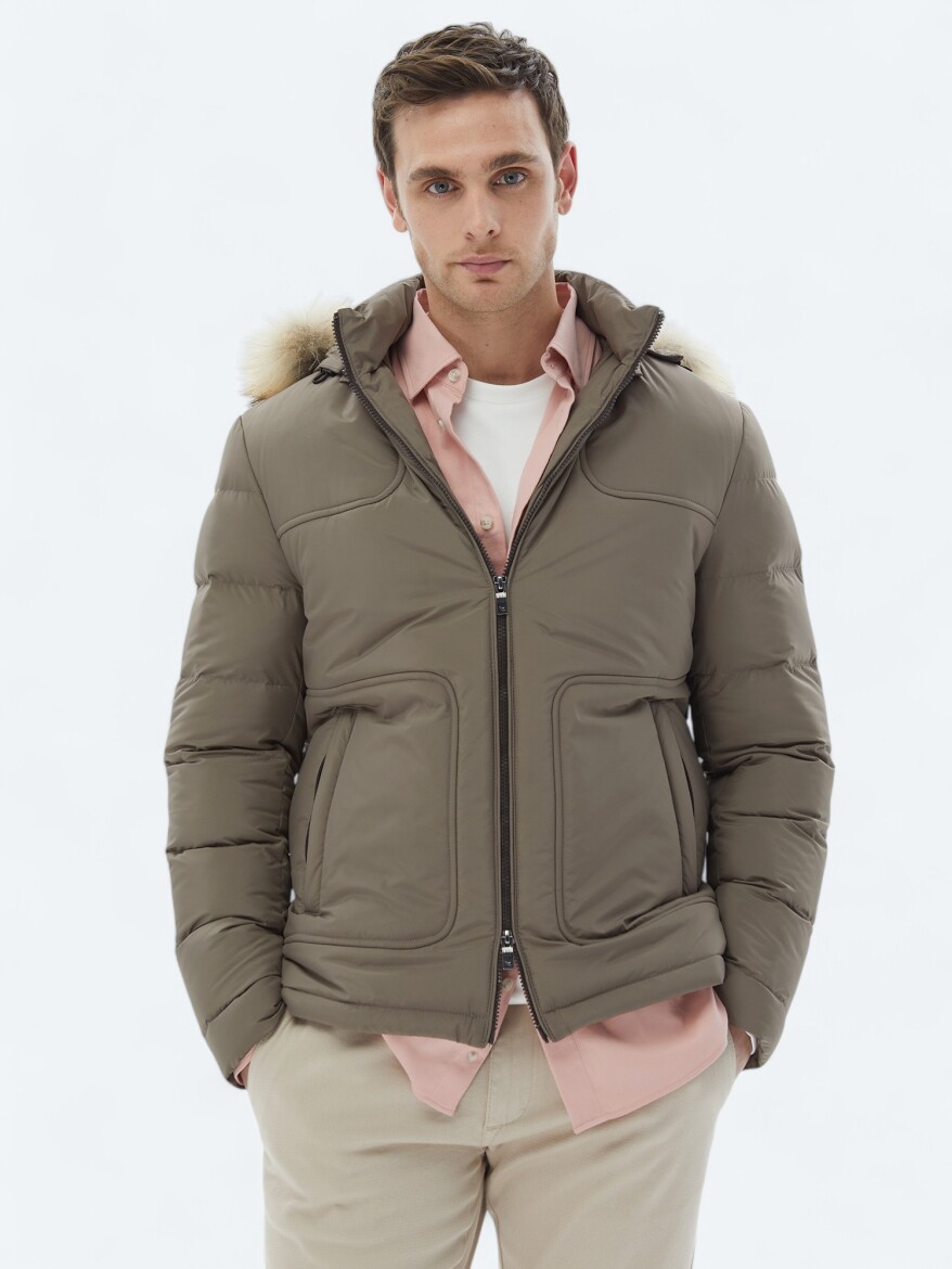 Vizon Regular Fit Kapüşonlu Casual Dokuma Mont - KİP