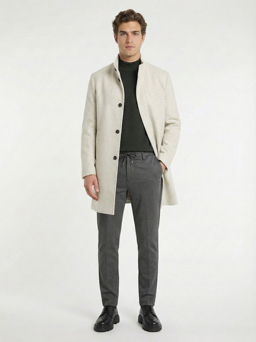 Vizon Regular Fit Klasik Dokuma Palto - 1