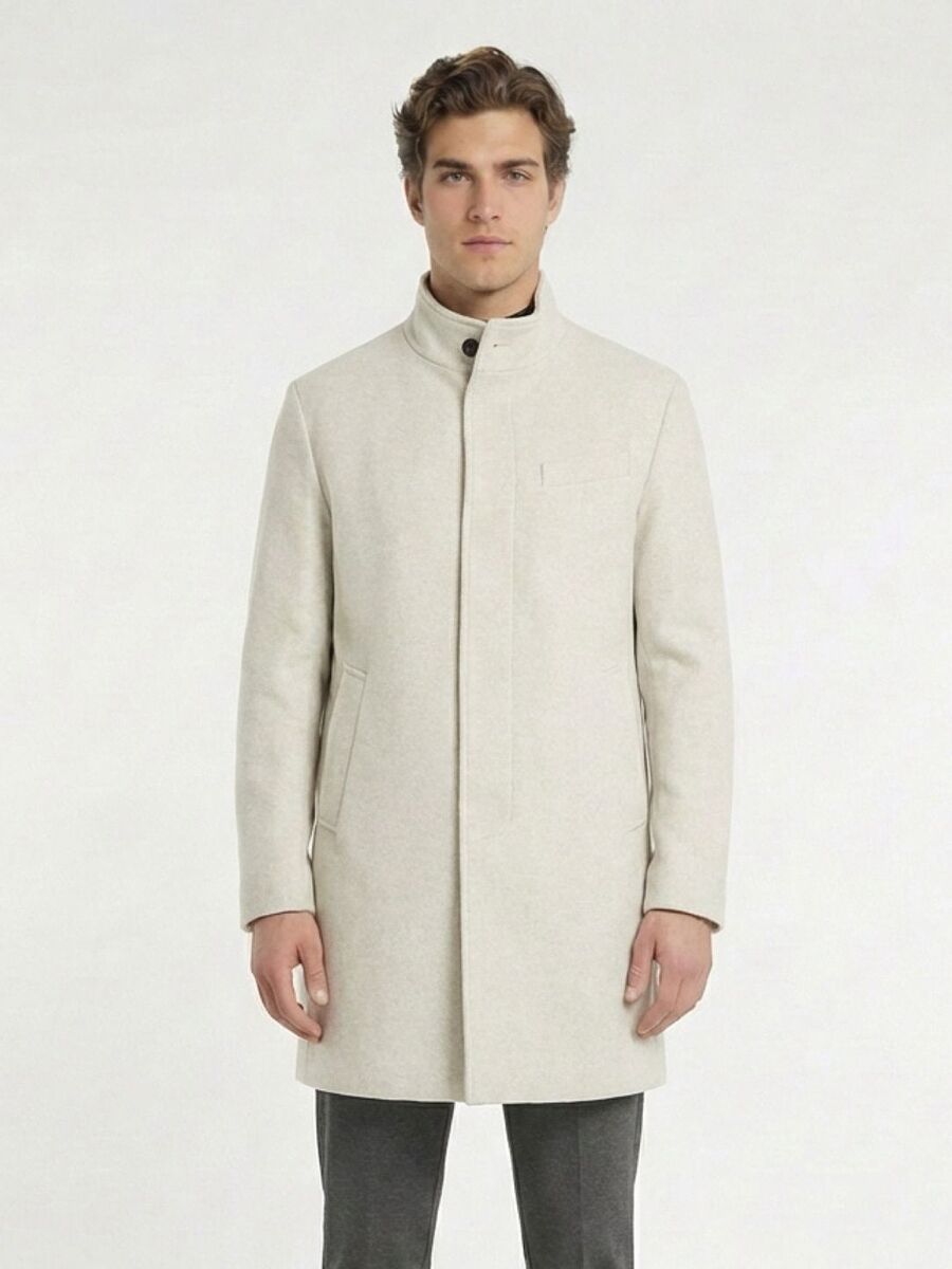 Vizon Regular Fit Klasik Dokuma Palto - 2