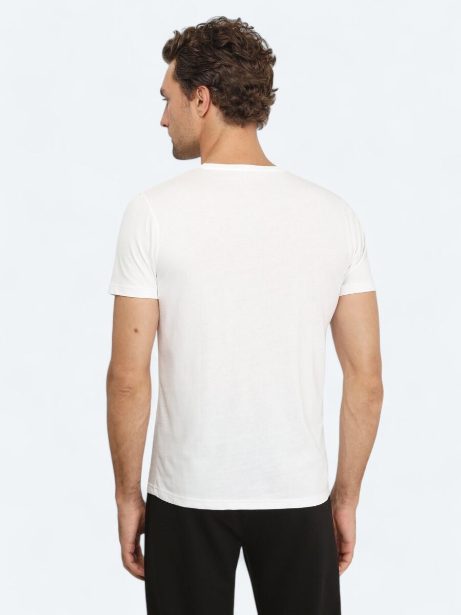 White Printed Crew Neck 100% Cotton T-Shirt - 4