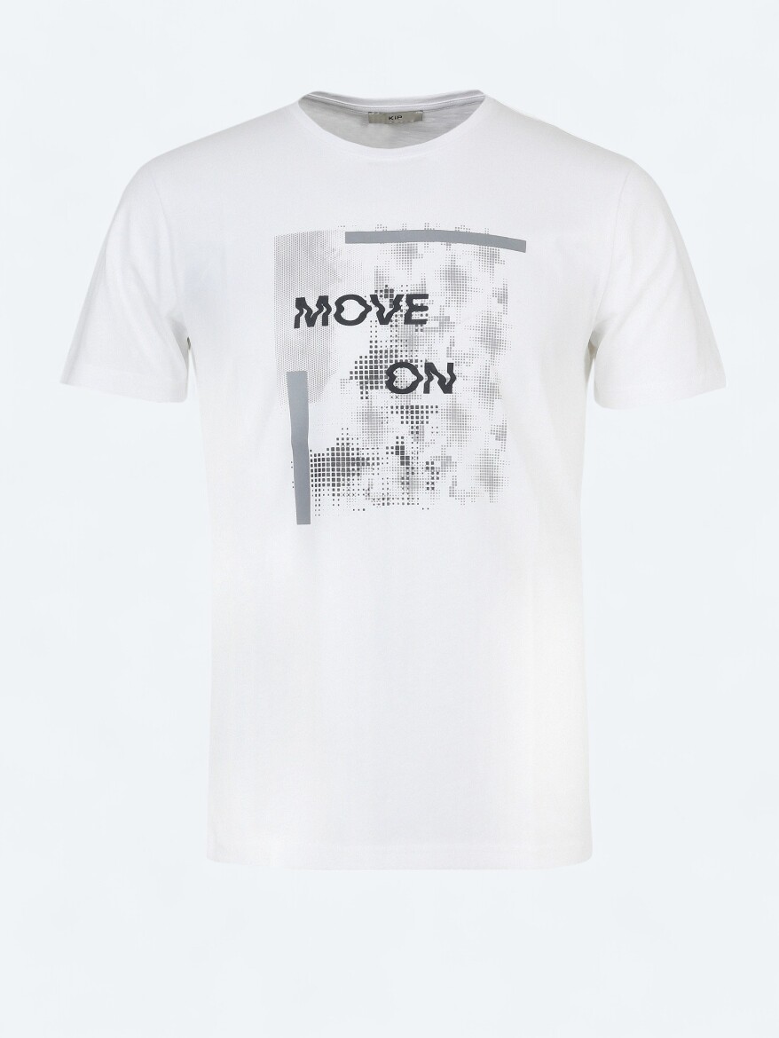 White Printed Crew Neck 100% Cotton T-Shirt - 5