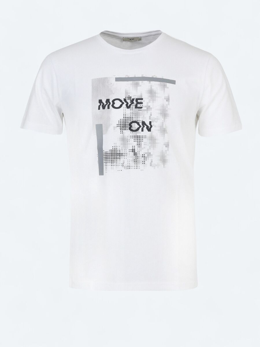 White Printed Crew Neck 100% Cotton T-Shirt - 5