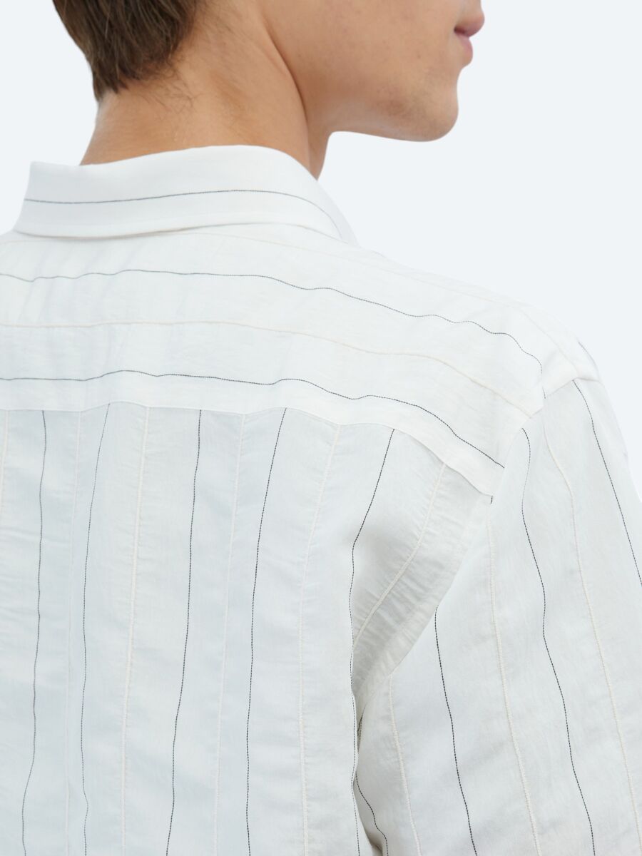 White Striped Regular Fit Weaving Classical Shirt - 4