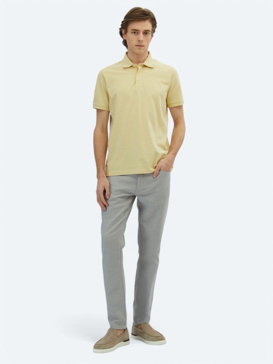 Yellow Plain Polo Neck 100% Cotton T-Shirt 