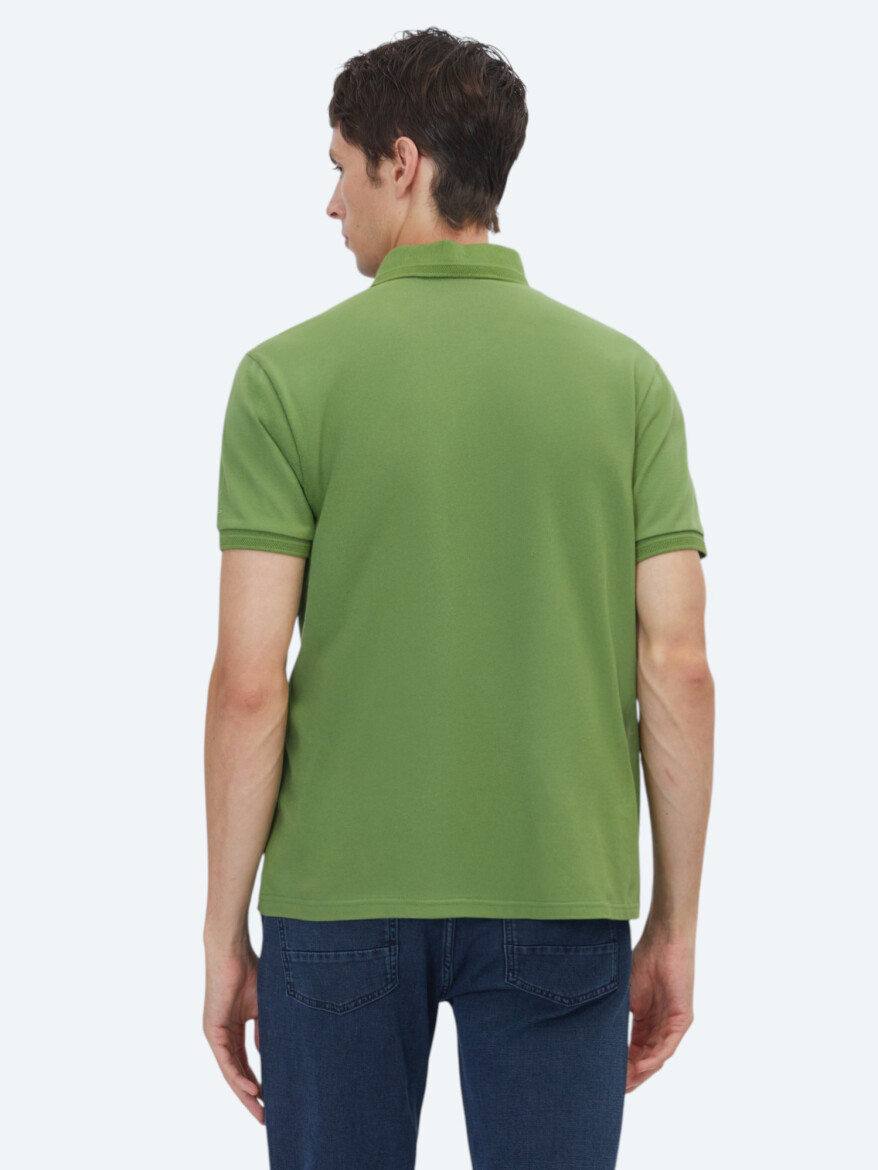 Yeşil Düz %100 Pamuk T-Shirt - 6